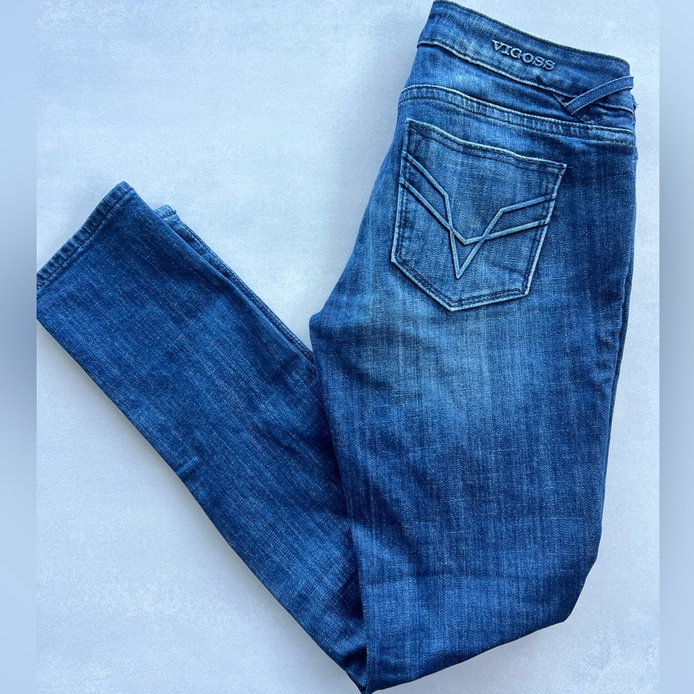 Vigoss skinny Blue Jeans 26 Chelsea denim bottoms office work play heels